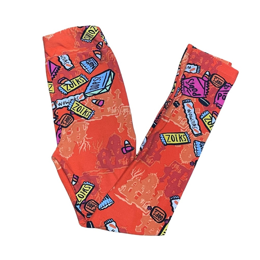 LuLaRoe Kids L/XL NWOT Halloween Orange and Pink Graphic Leggings